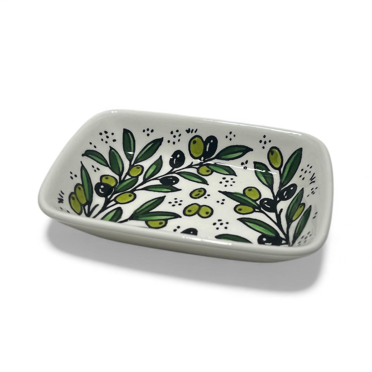 Handmade ceramic Olive branches rectangular dish  6”made in Hebron,Palestine