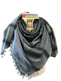 Authentic Palestine Made keffiyeh Scarf: Grey on Blk Woven Tessels