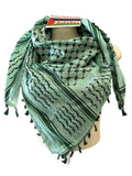 Palestine Made keffiyeh Scarf: Authentic Hebron Woven, black on light green with Green Tassels