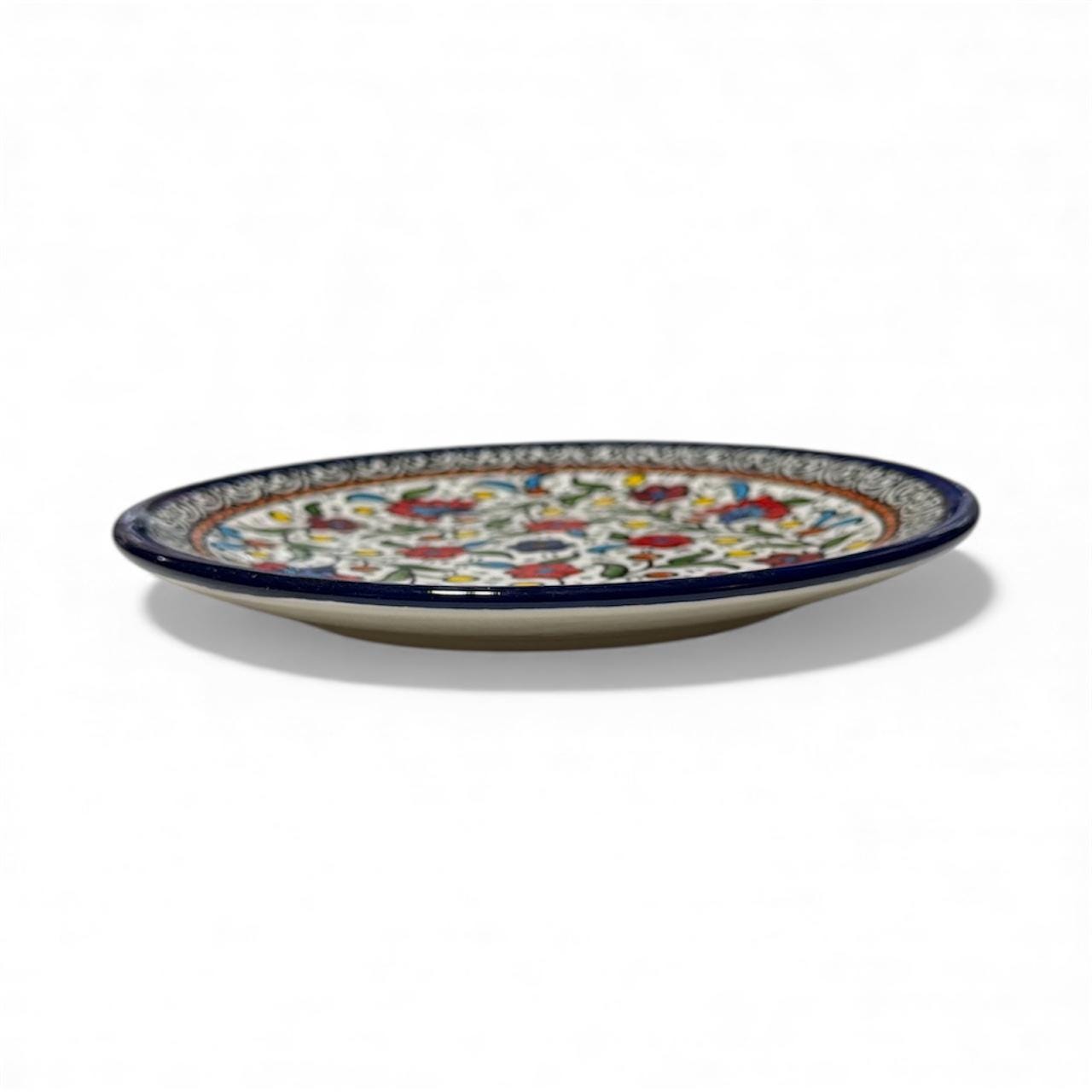 handmade ceramic flora round plate6.5”made in Palestine