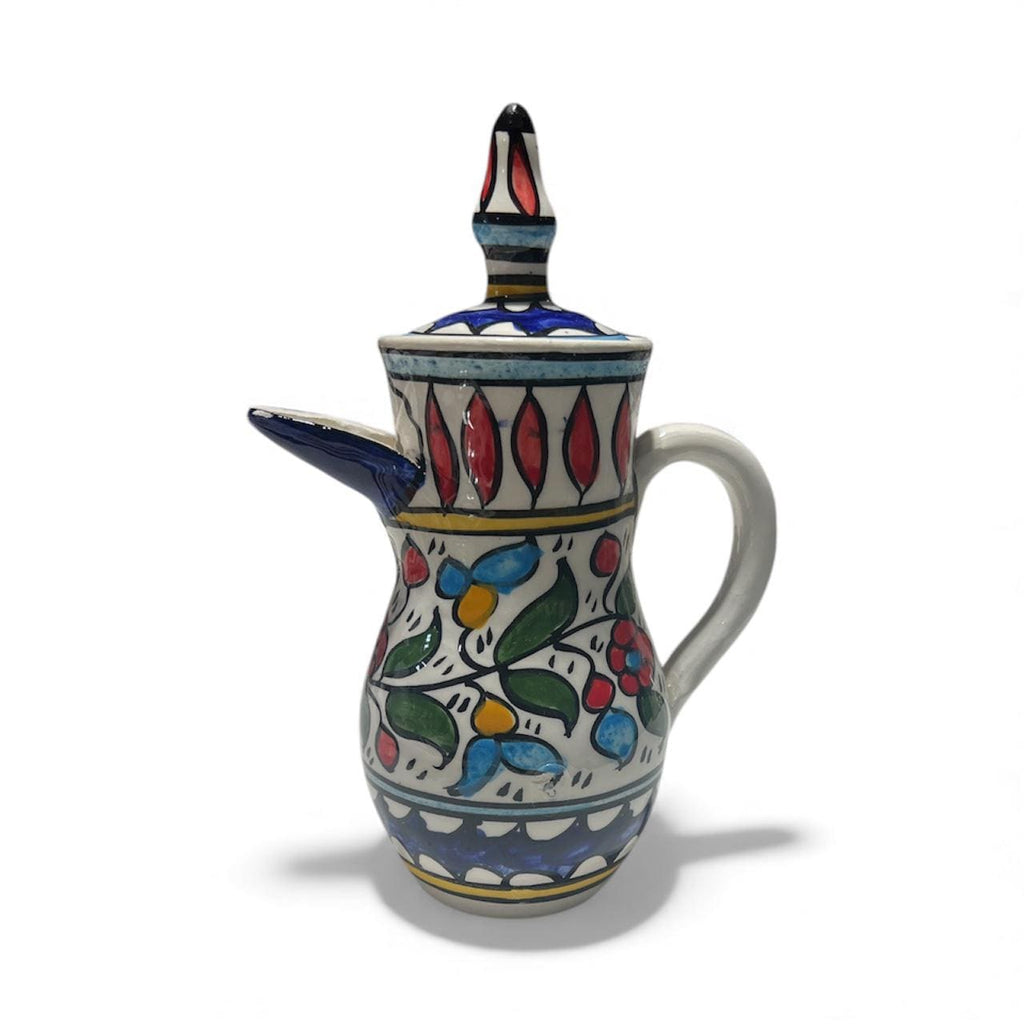 handmade ceramic flora jug (9.0”) made in Palestine