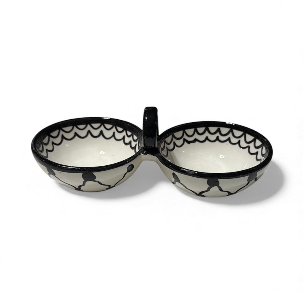 Handmade ceramic Kuffiyeh zeit and zatar serving bowl 7”handmade in Palestine