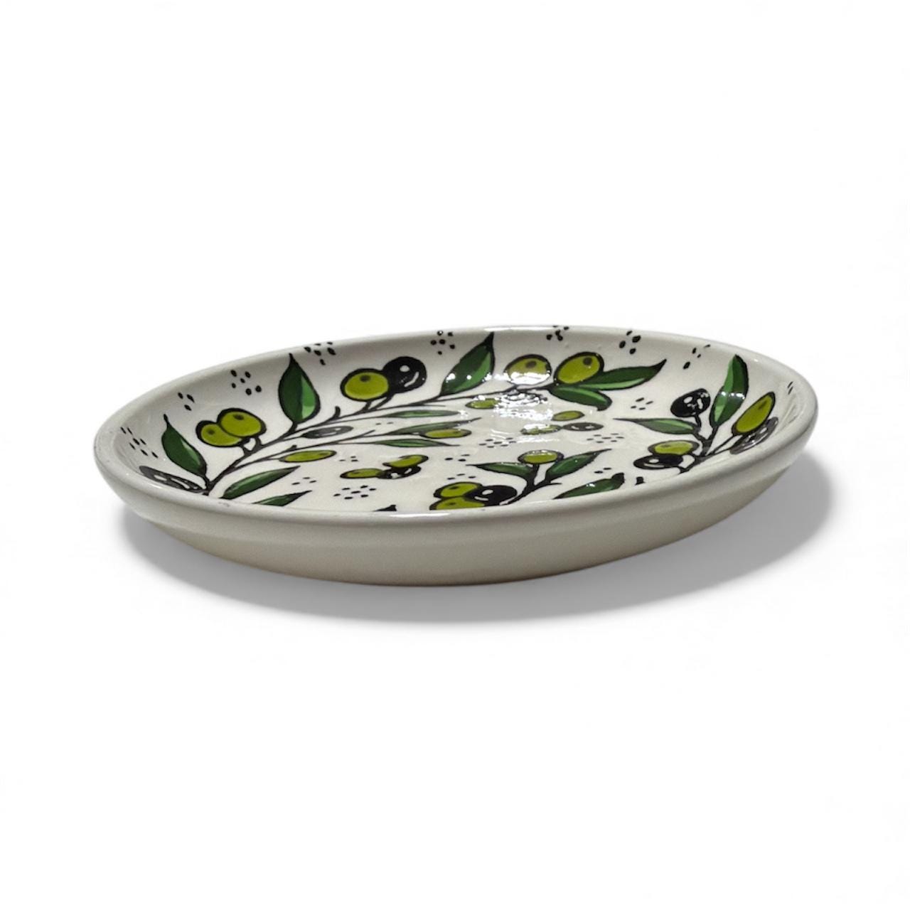 Handmade ceramic Olive’s design circle plate 5” made in Palestine