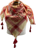 Woven Kufiya Red & Buttermilk Palestinian Scarf with Tassels