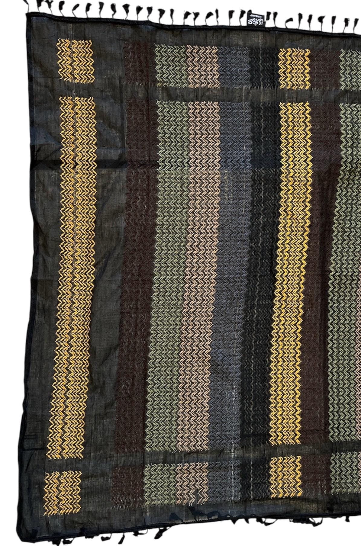Palestine Made Authentic Keffiyeh, Woven Scarf with Tassels (48"x48")