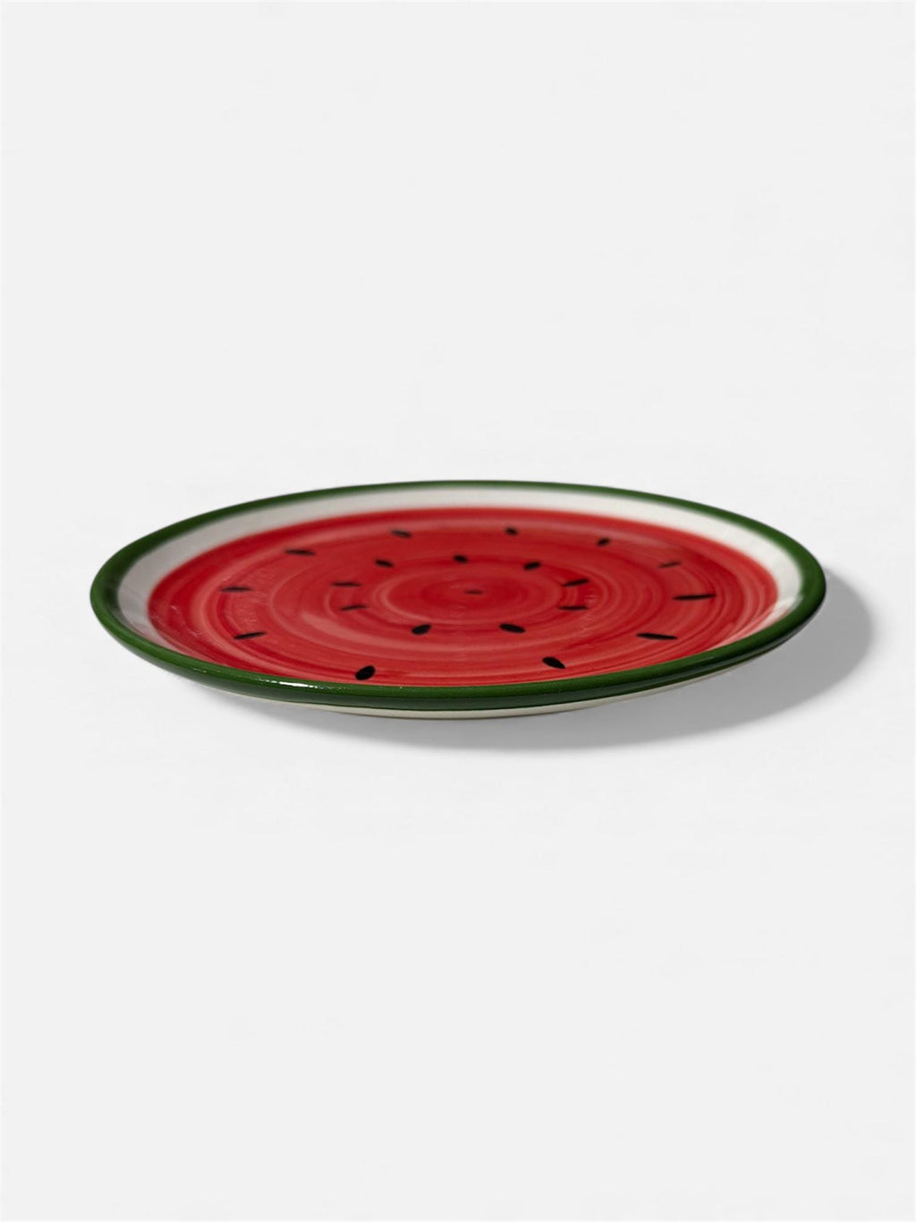Handmade ceramic watermelon design serving circular plate made in Hebron (10”)