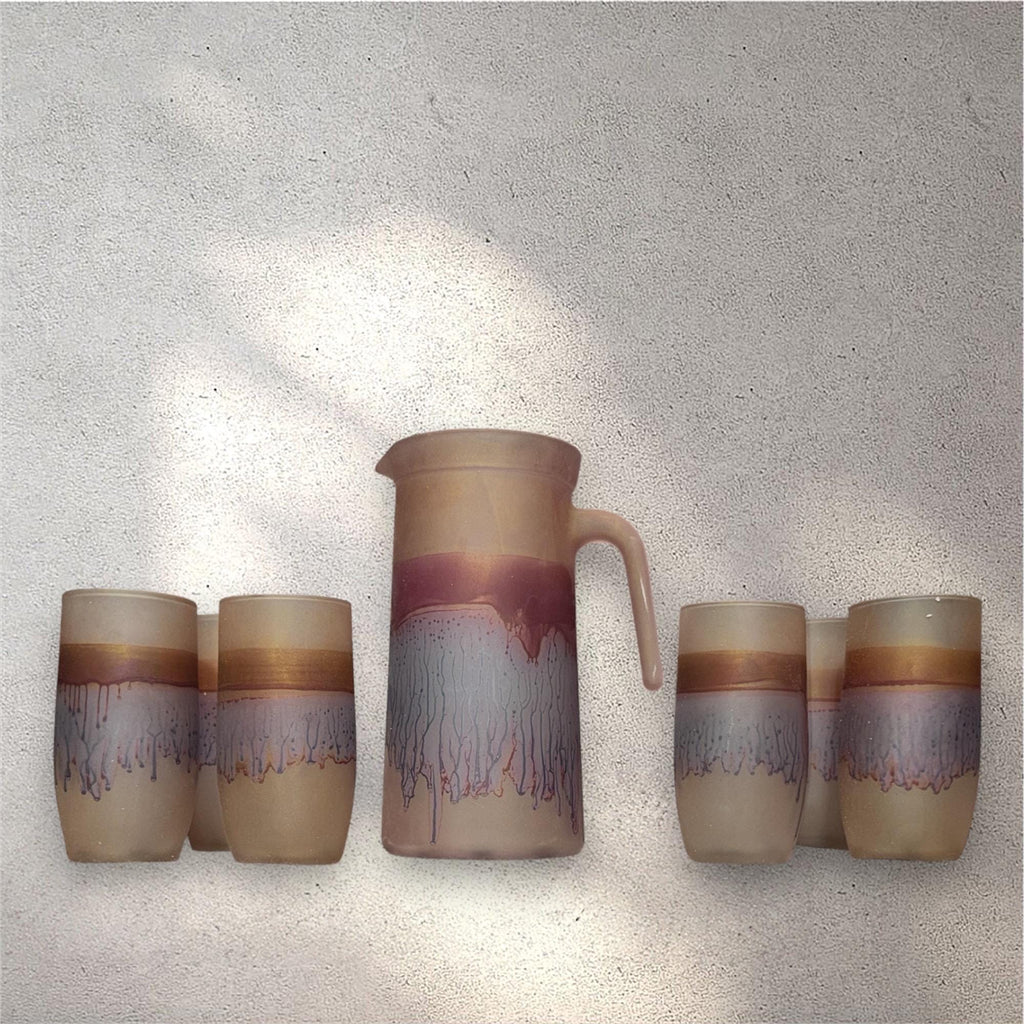 Palestinian Handmade Glass 7 Piece Set.A