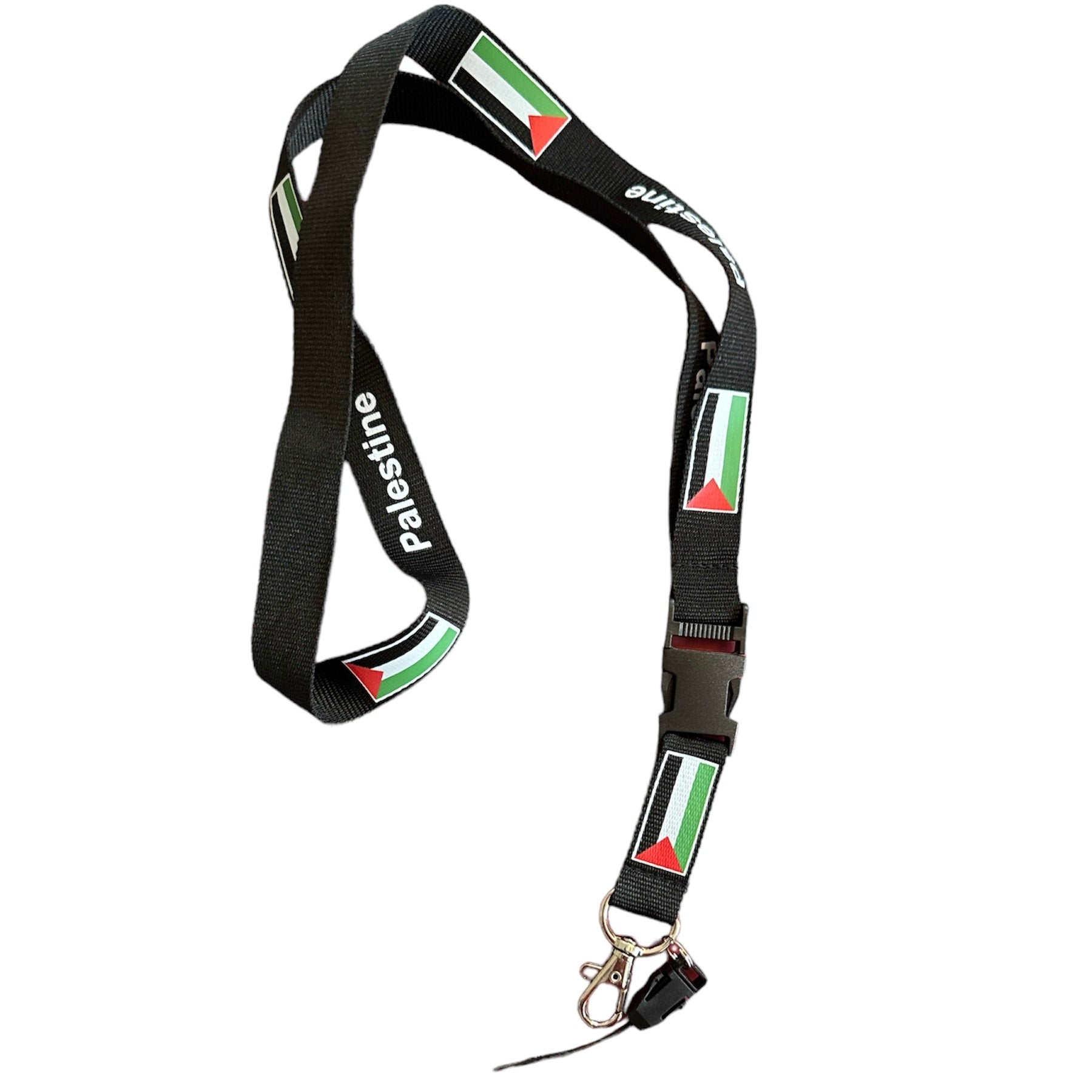 Palestine Flag Lanyard: Black Detachable Buckle support Palestine