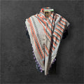 Palestine Made keffiyeh Authentic Scarf: multicolor on grey with purple Tessels