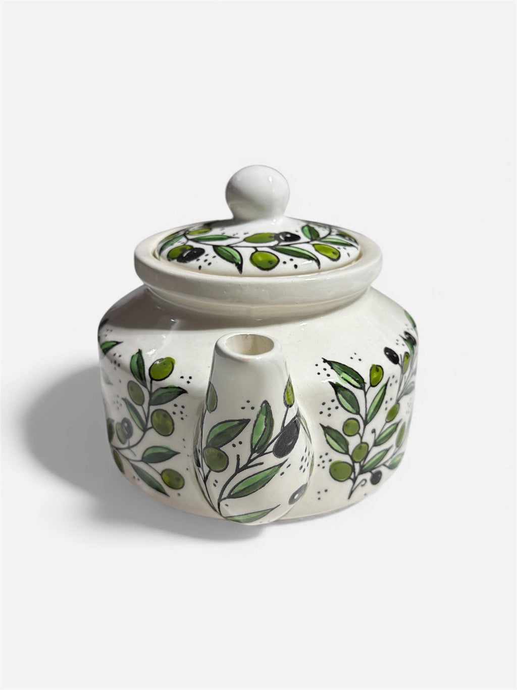 Handmade hebron ceramics teapot olive branches design made in Hebron Palestine