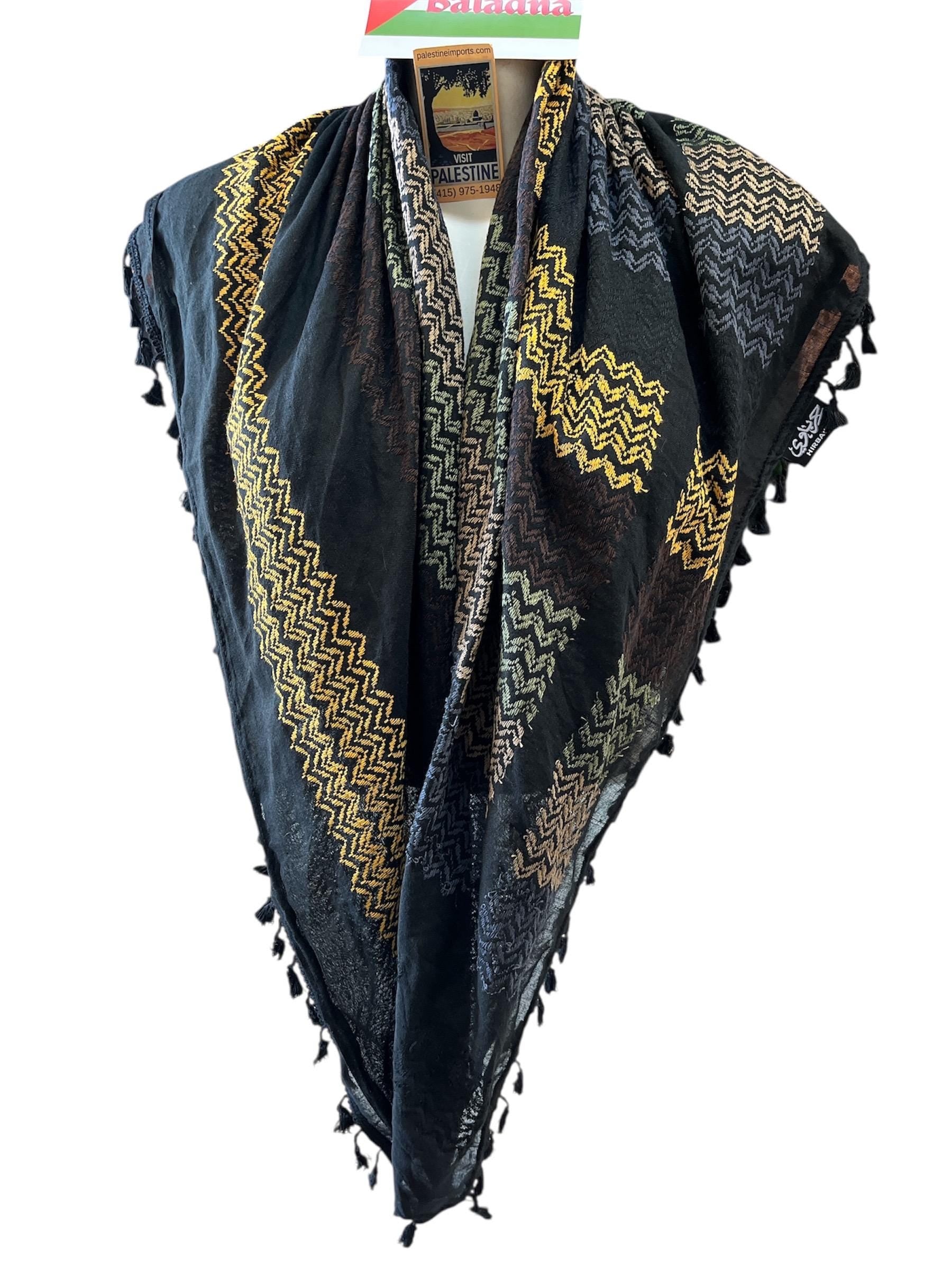 Palestine Made Authentic Keffiyeh, Woven Scarf with Tassels (48"x48")