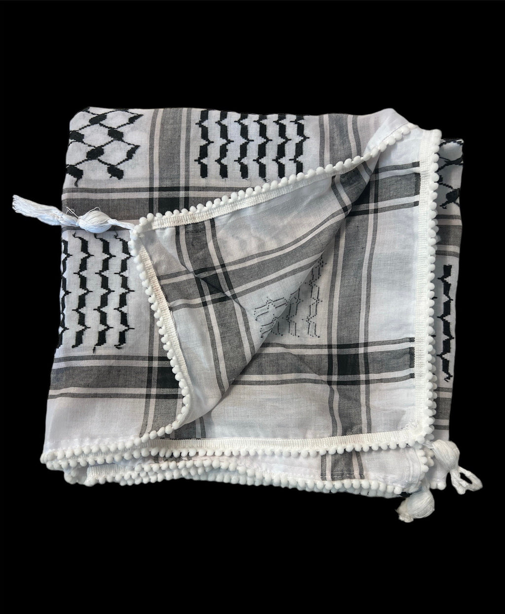 Authentic high quality Keffiyeh Scarf, Made in Jordan (48"x48") red on white