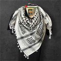 Palestine Made Authentic keffiyeh Scarf: original black on white with regular Tessels