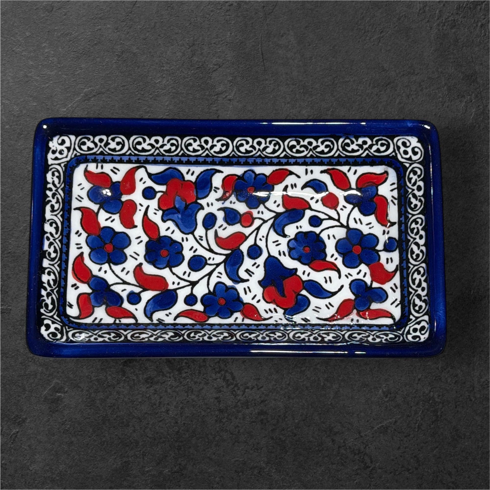 Handmade Rectangular ceramic serving plate made in Hebron/Palestine by Fakhouri family
