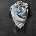 Palestine Made keffiyeh Authentic Scarf: sky blue on light blue with Royal blue  Tessels