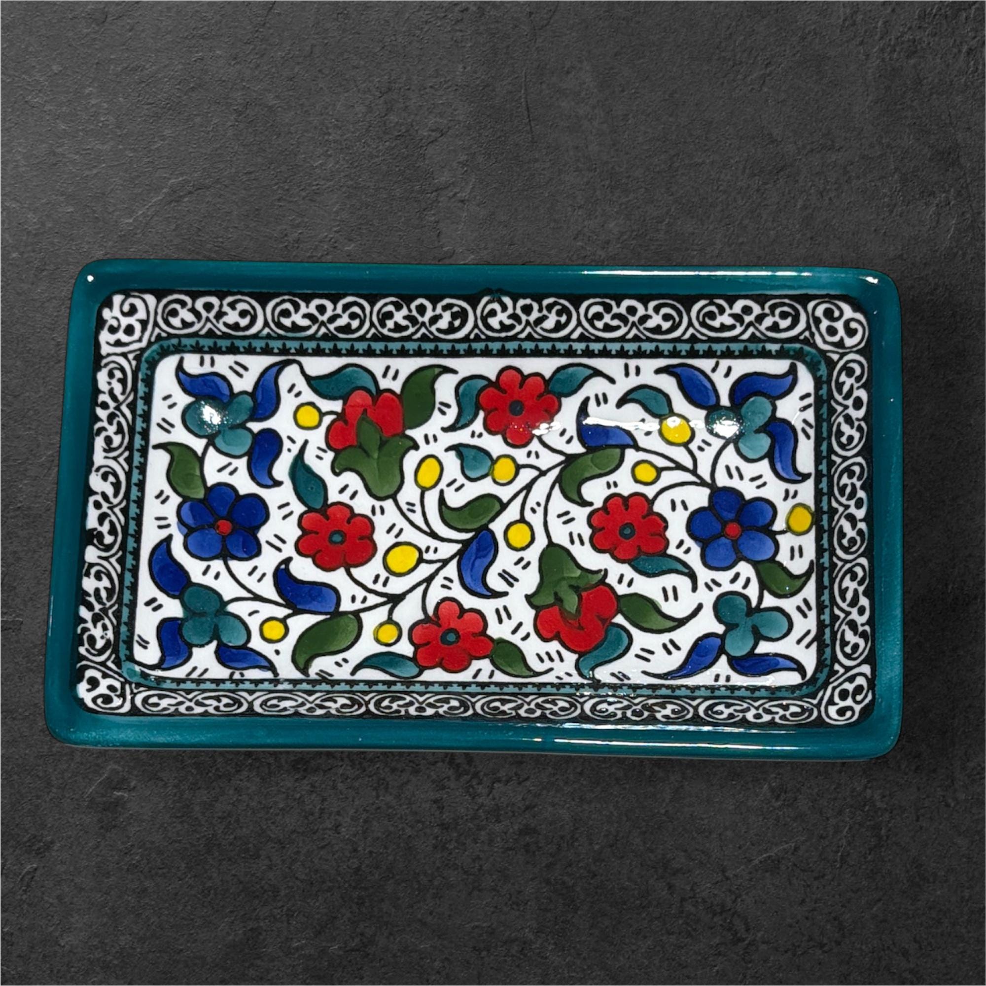 Handmade Rectangular ceramic serving plate made in Hebron/Palestine by Fakhouri family