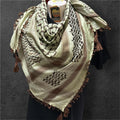 Woven keffiyeh Brown on pastel green Palestinian Scarf with Tassels (48"x48")