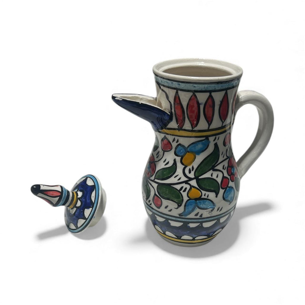 handmade ceramic flora jug (9.0”) made in Palestine