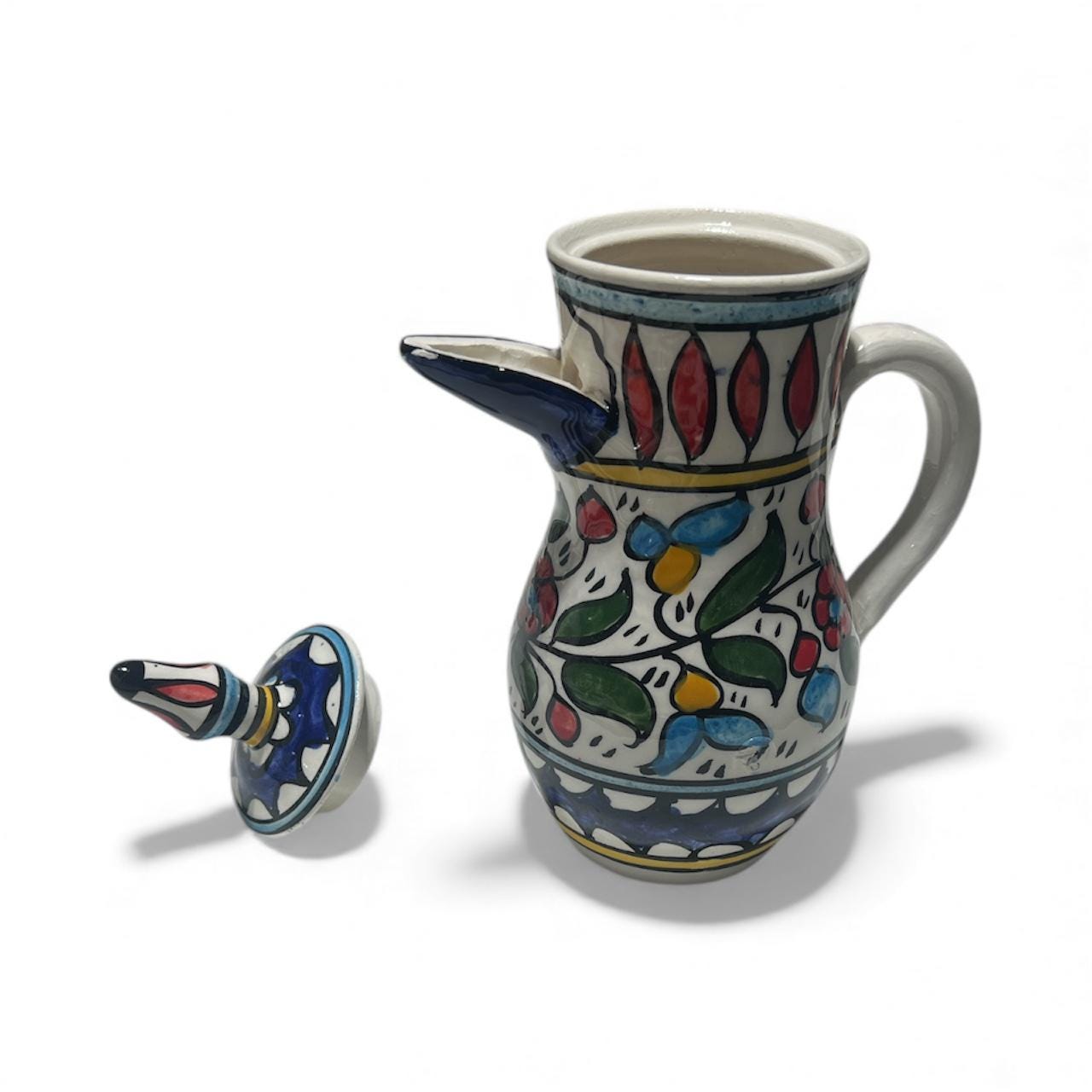 handmade ceramic flora jug (9.0”) made in Palestine