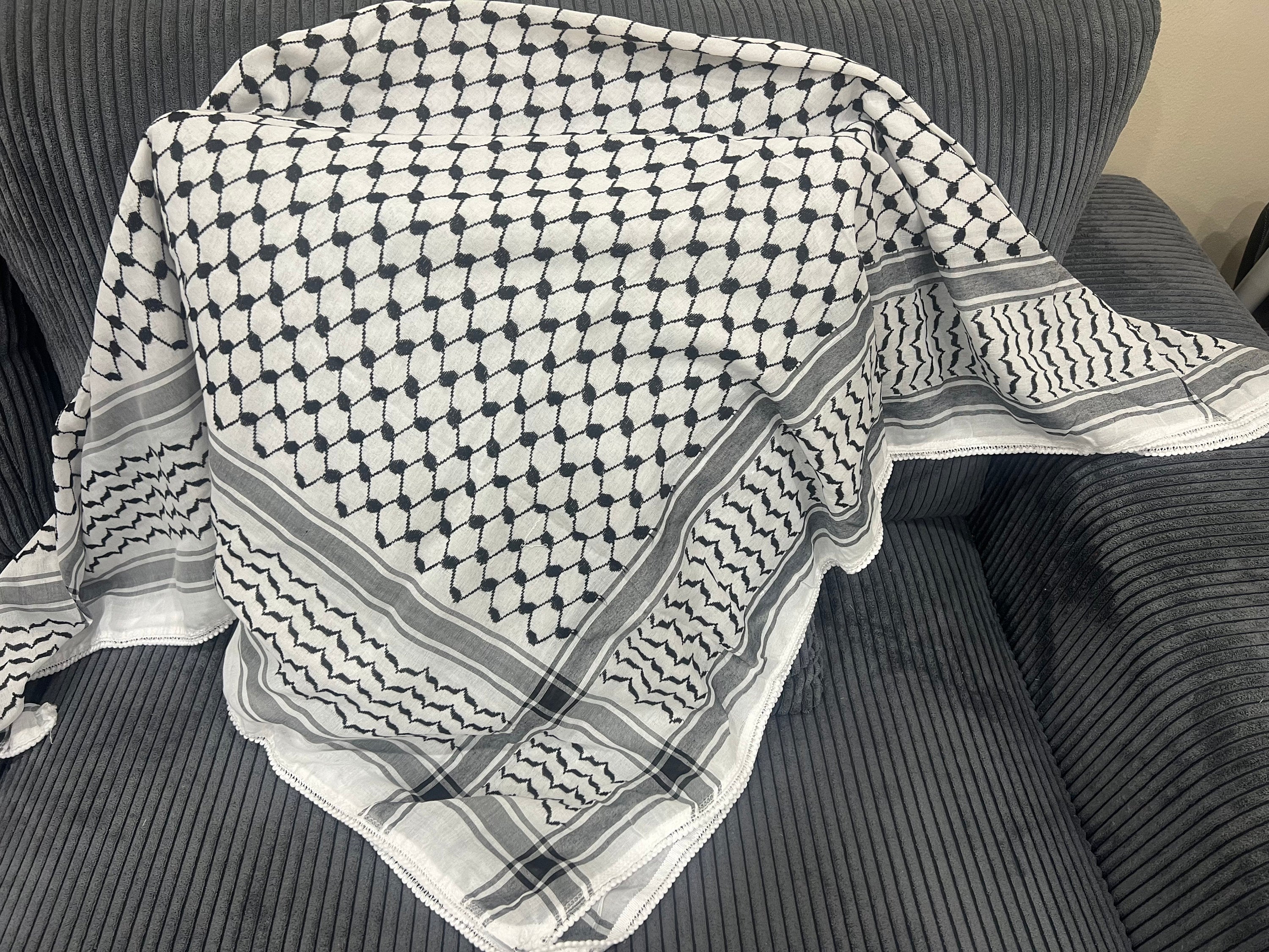 Woven Kufiya Scarf: Authentic Arafat Style, Made in Jordan (48”x48”)