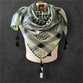 keffiyeh Black on pastel green woven with Tassels - 48"x48"