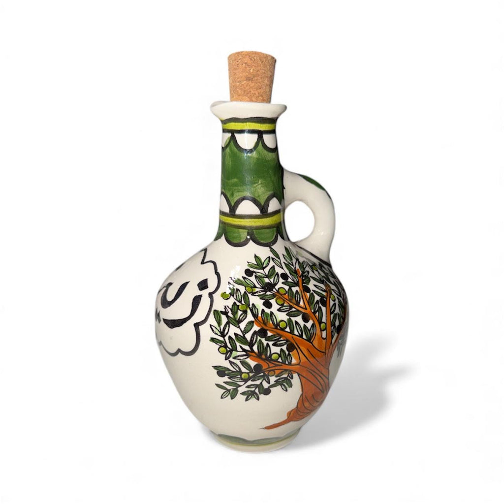 Handmade ceramic Olive tree design ‘zeit’dispenser  tall approximately (9”) made in Palestine