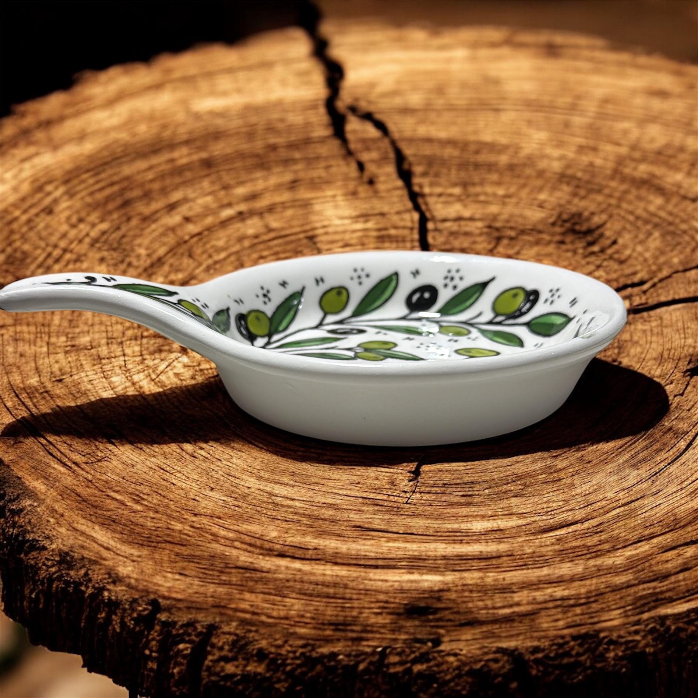 Handmade spoon rest with olives made in Palestine
