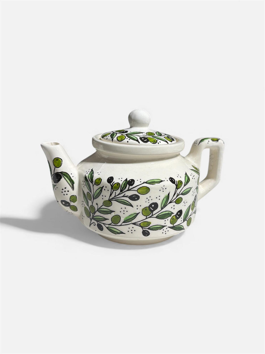 Handmade hebron ceramics teapot olive branches design made in Hebron Palestine