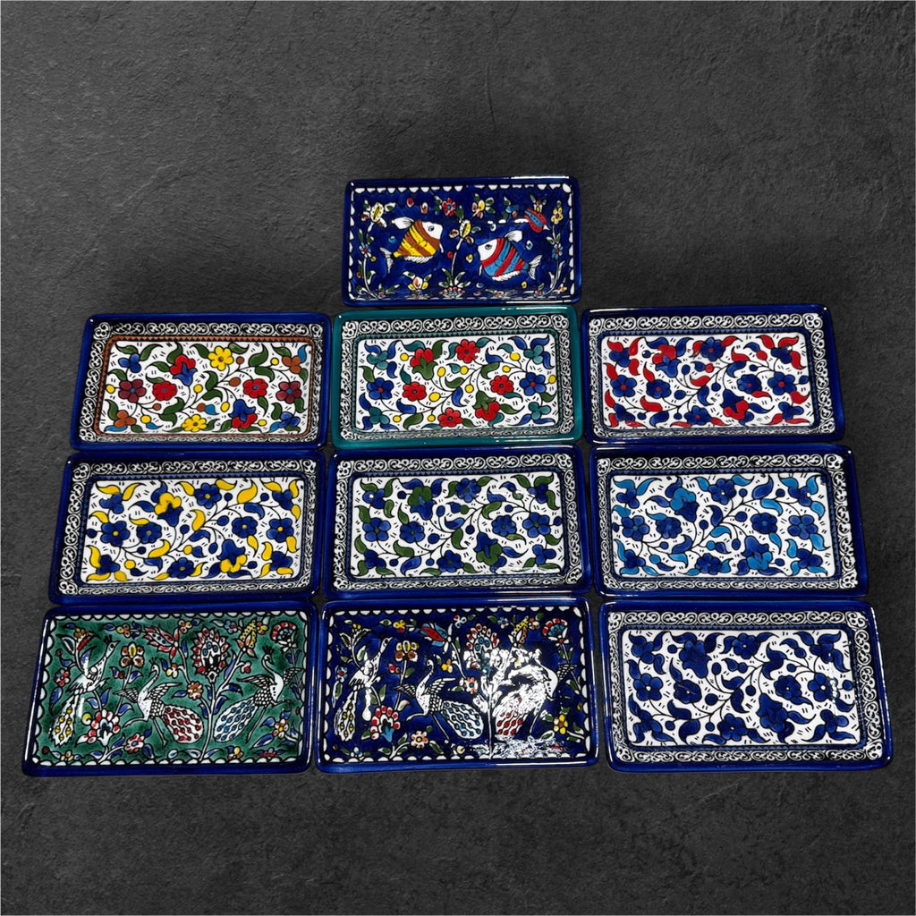 Handmade Rectangular ceramic serving plate made in Hebron/Palestine by Fakhouri family