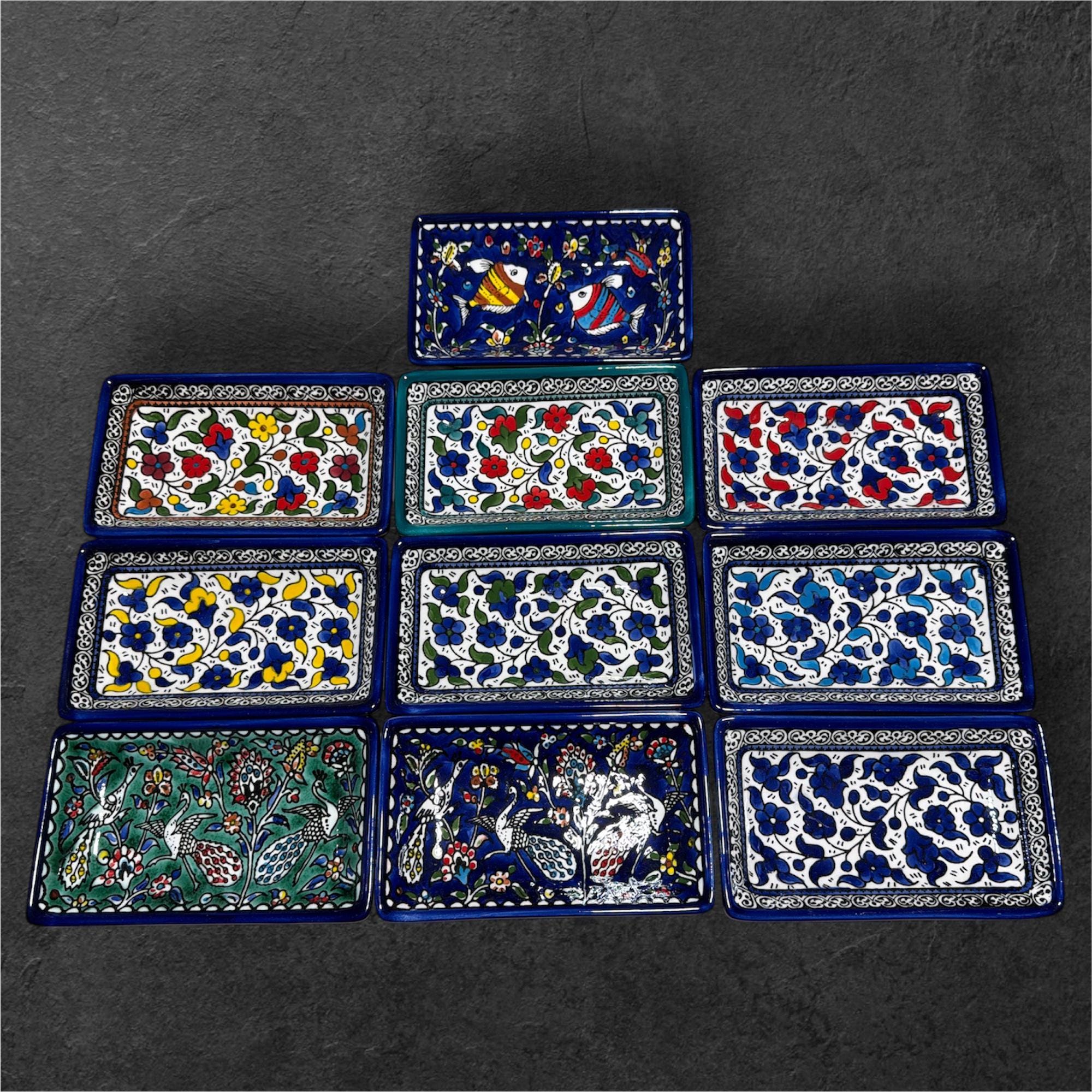 Handmade Rectangular ceramic serving plate made in Hebron/Palestine by Fakhouri family