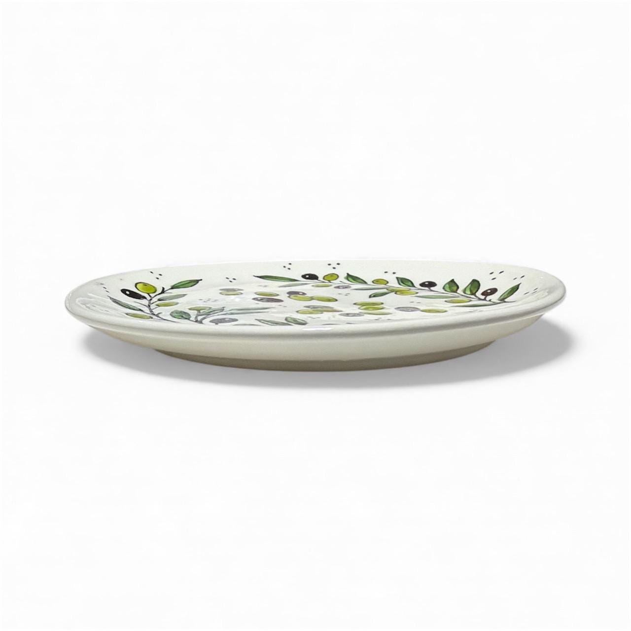 Handmade Ceramic round olive branches serving plate 7” handmade in Hebron