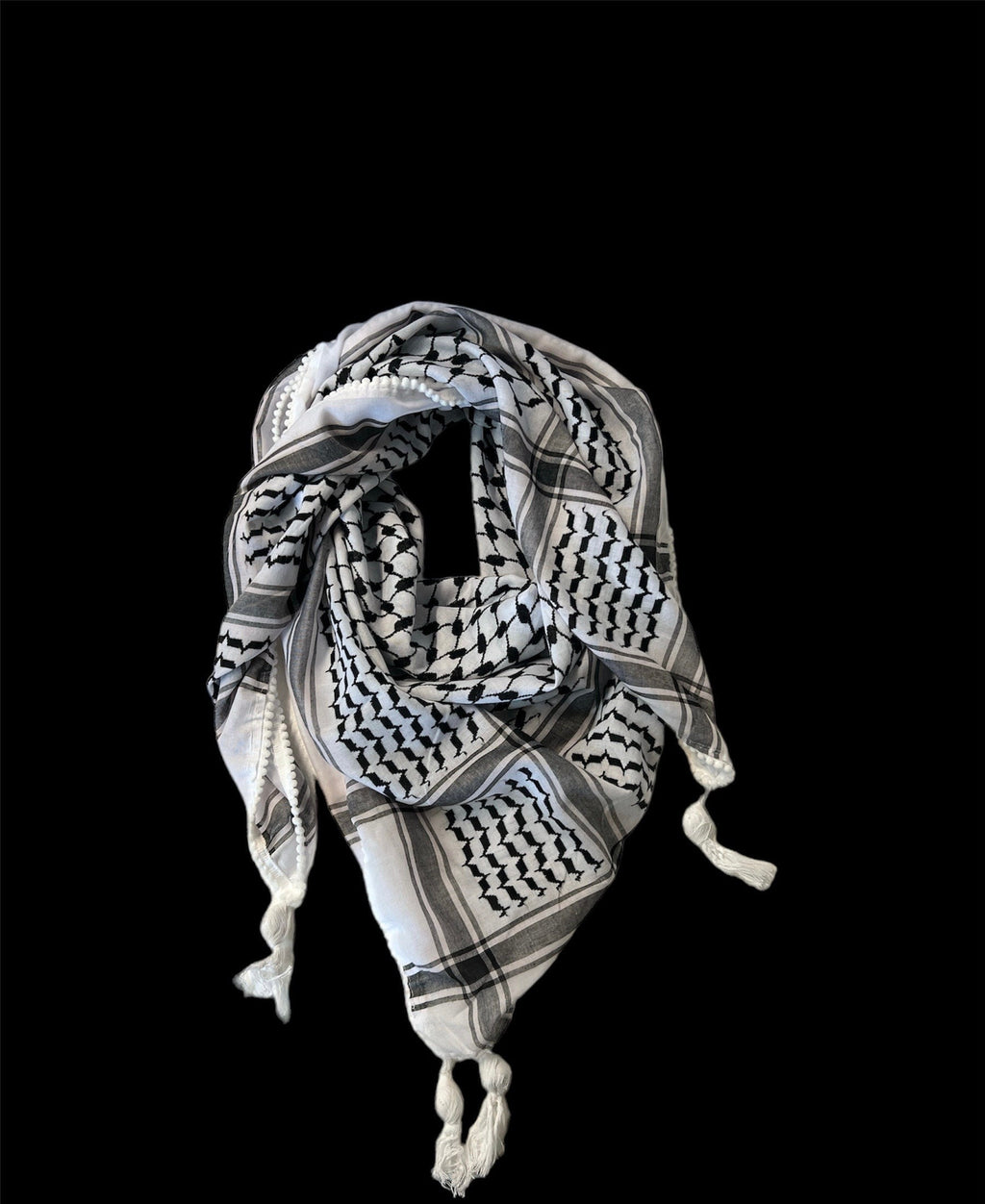 Authentic high quality Keffiyeh Scarf, Made in Jordan (48"x48") red on white