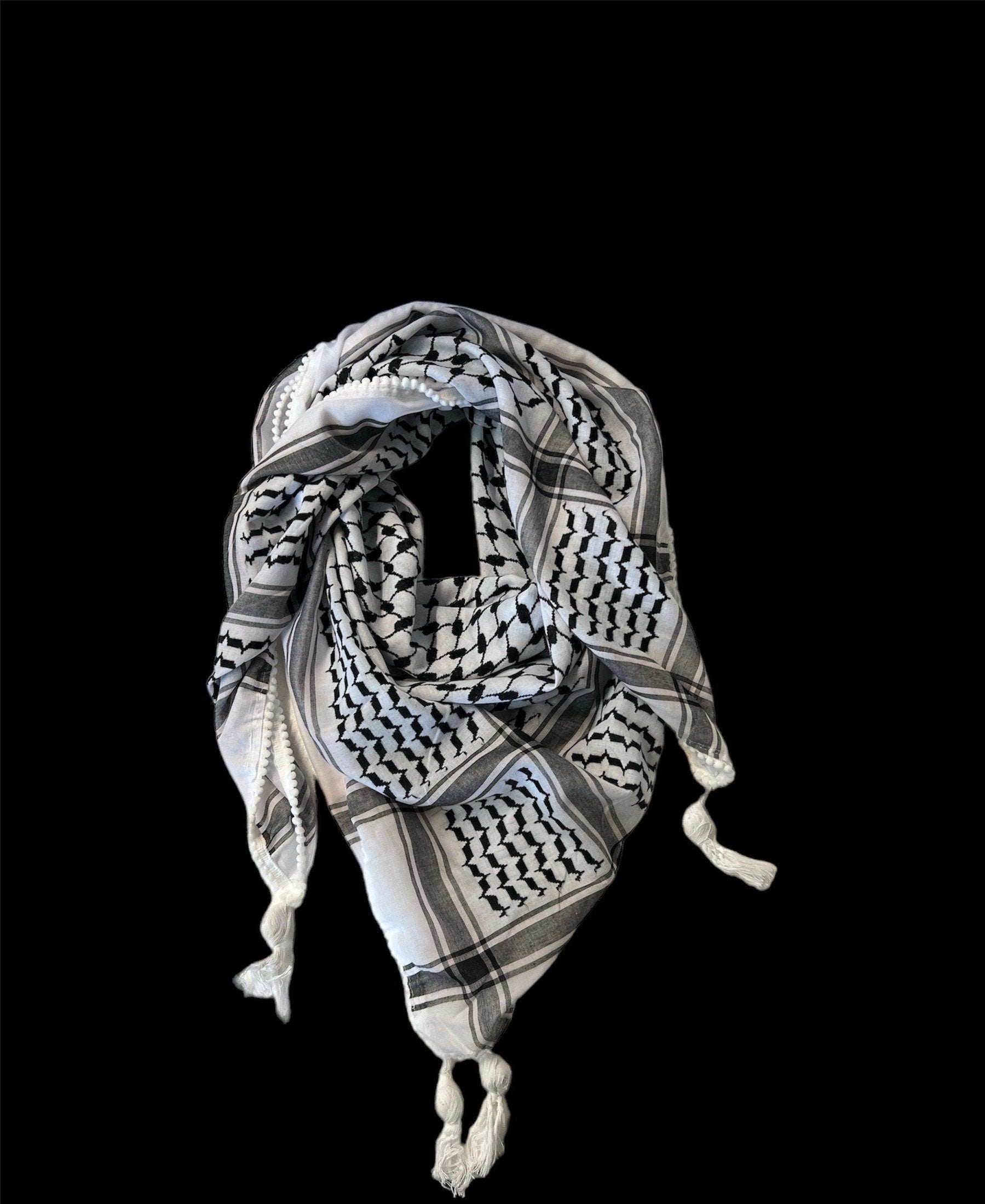 Authentic high quality Keffiyeh Scarf, Made in Jordan (48"x48") red on white