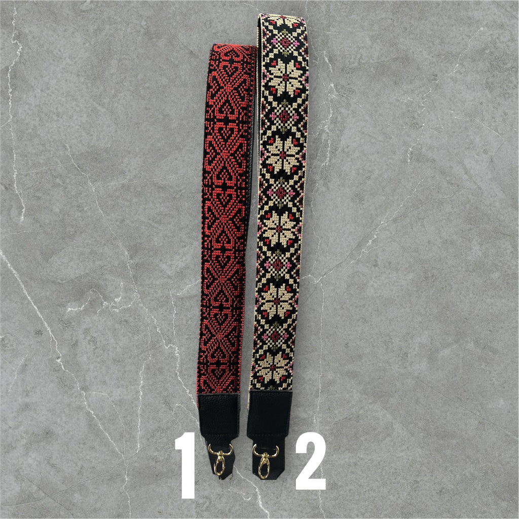 Embroidered bag belts made in Jordan