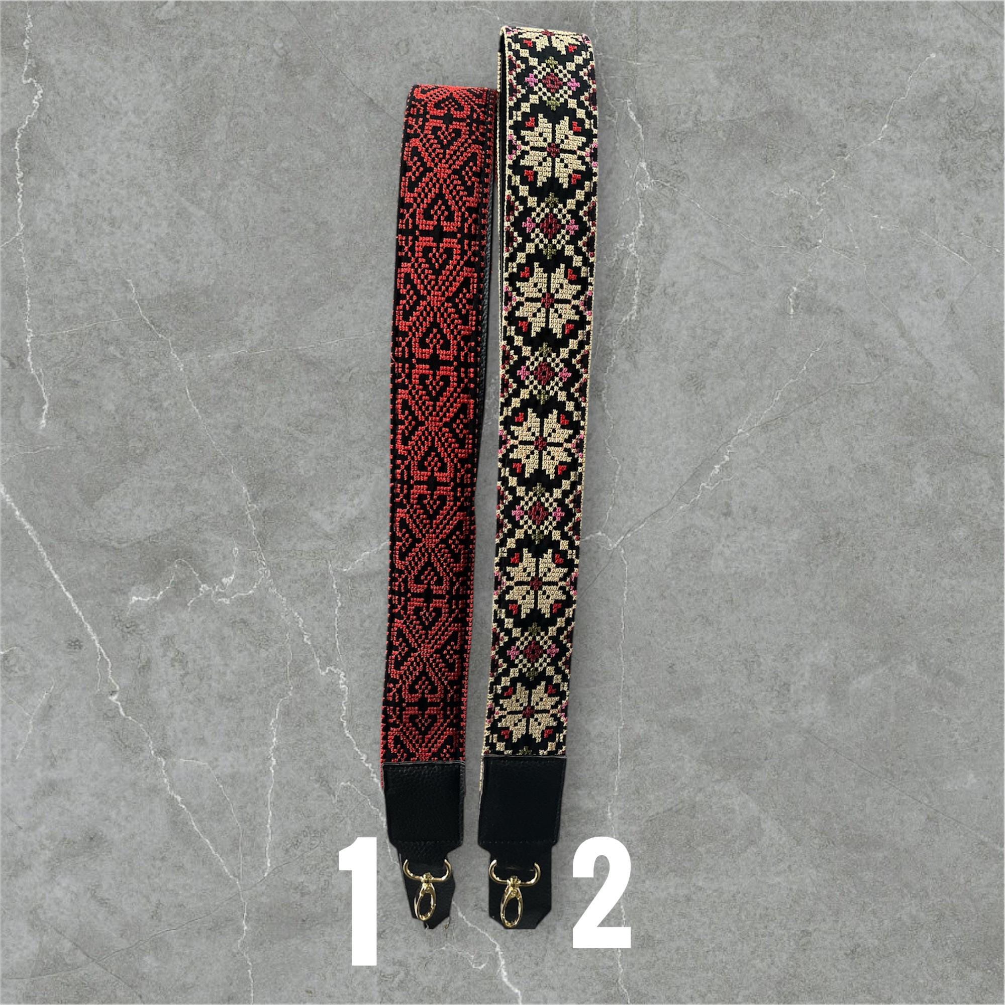 Embroidered bag belts made in Jordan