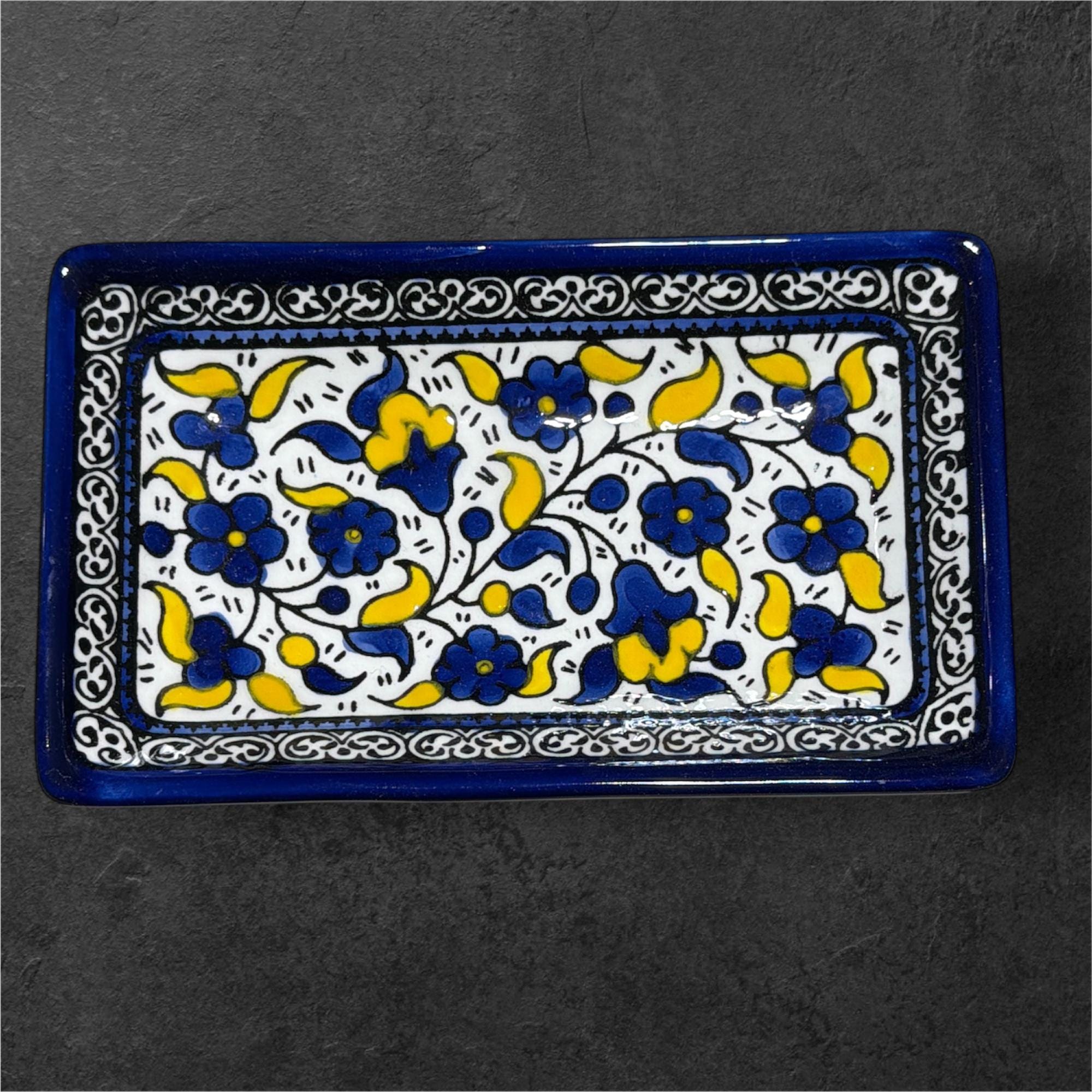 Handmade Rectangular ceramic serving plate made in Hebron/Palestine by Fakhouri family