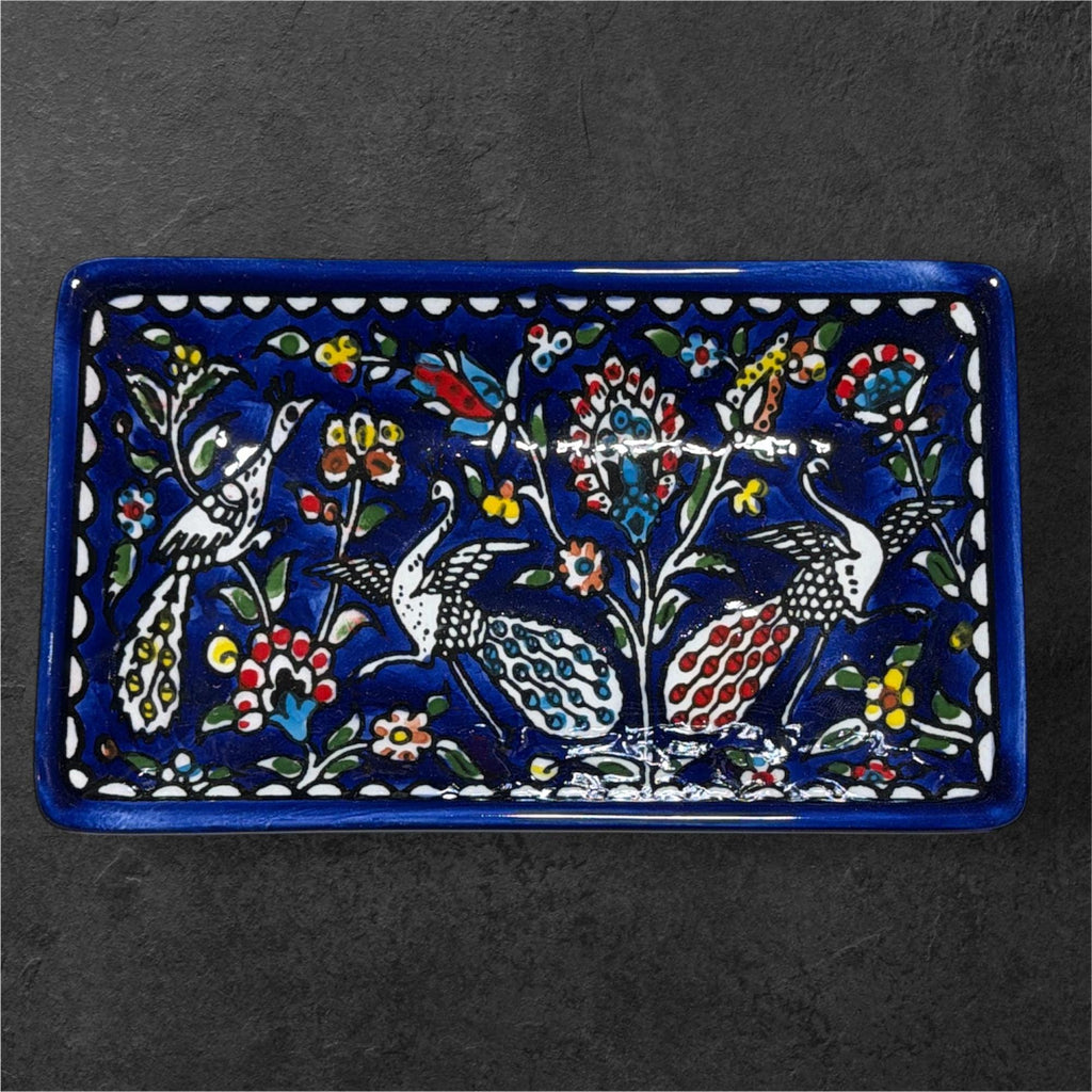 Handmade Rectangular ceramic serving plate made in Hebron/Palestine by Fakhouri family