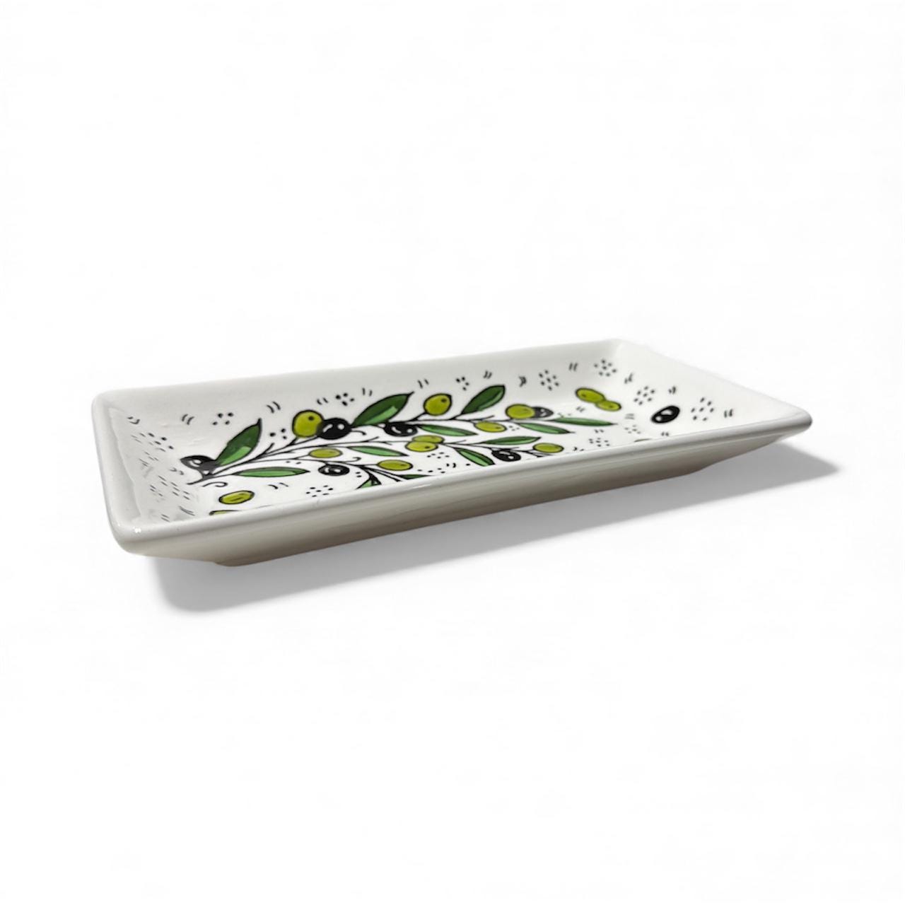 Handmade ceramic Olive branch rectangular dish (8”)made in Hebron Palestine