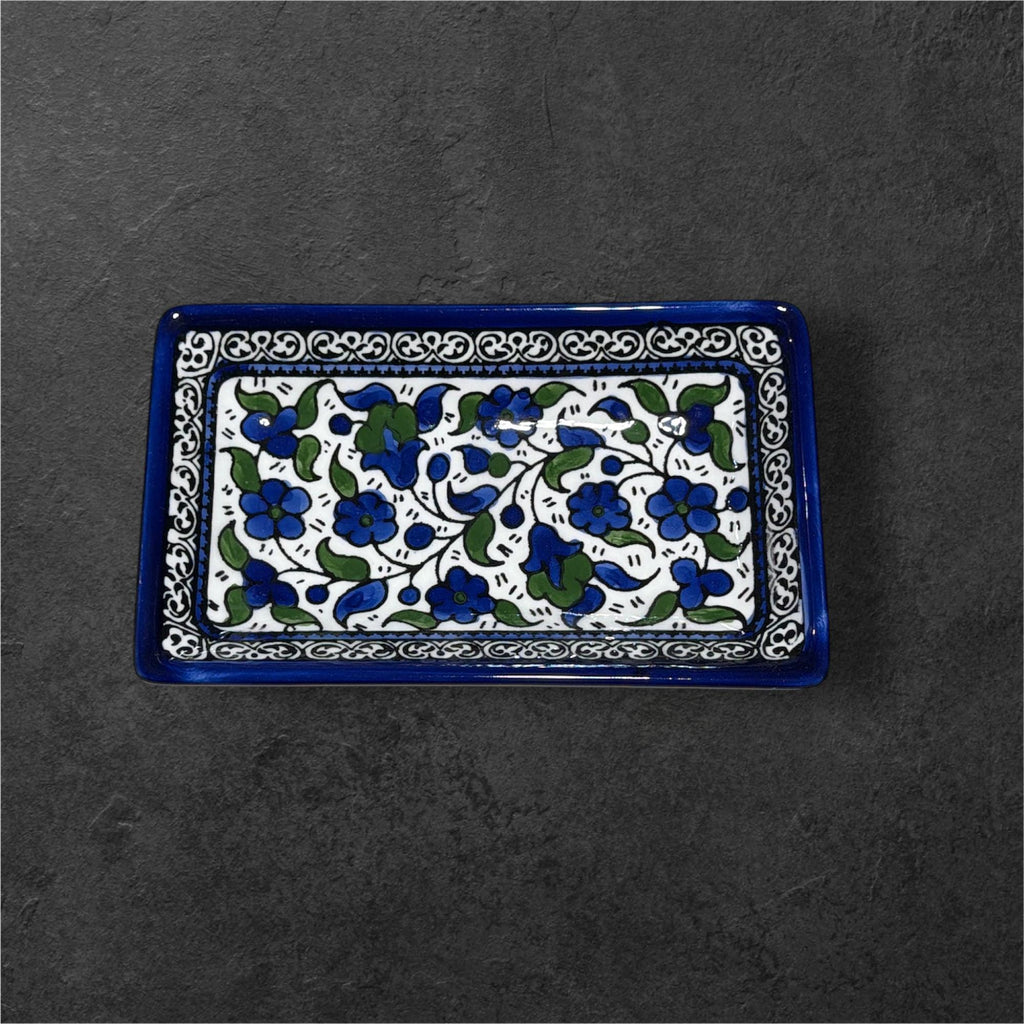 Handmade Rectangular ceramic serving plate made in Hebron/Palestine by Fakhouri family