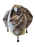 Woven keffiyeh Brown on French Blue with 4 sides Tassels - 48"x48"