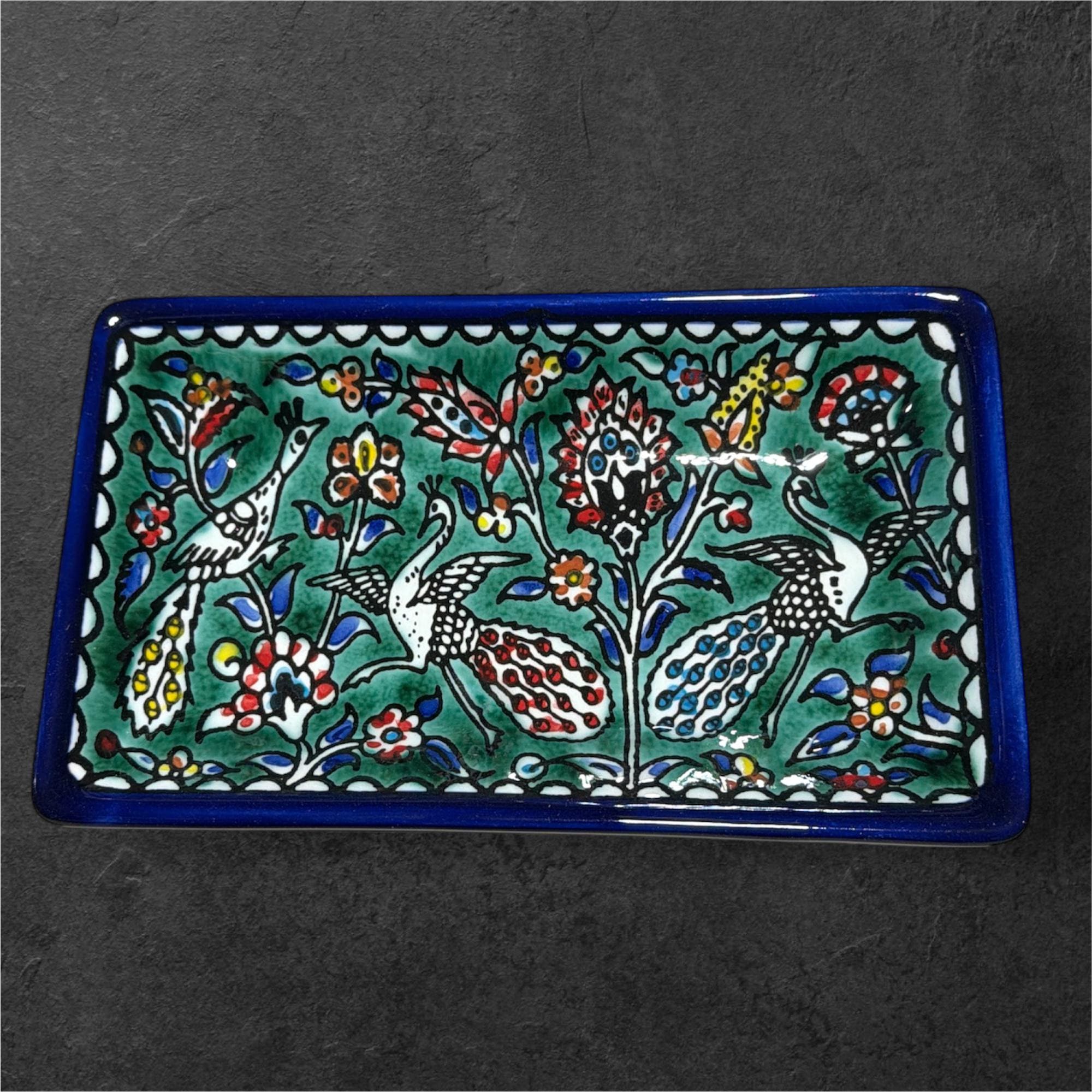 Handmade Rectangular ceramic serving plate made in Hebron/Palestine by Fakhouri family