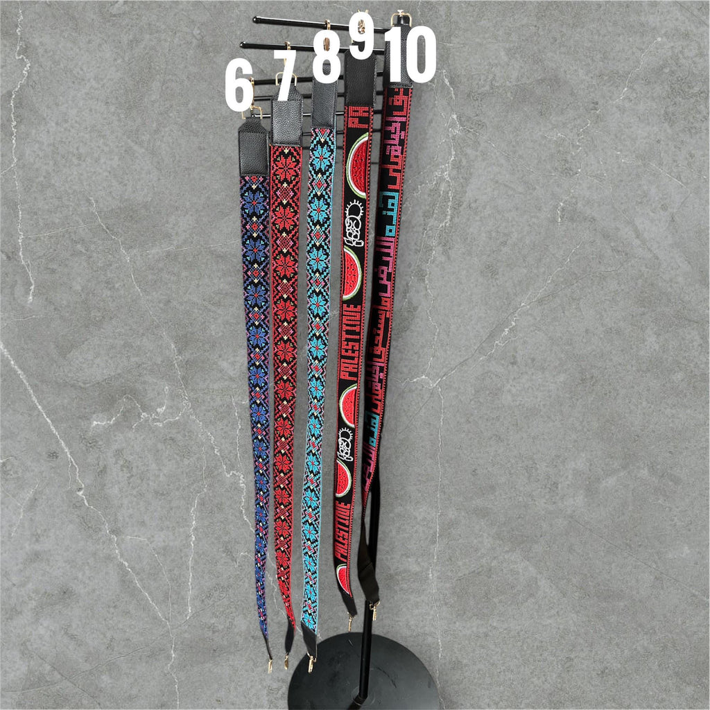 Embroidered bag belts made in Jordan
