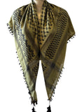 Woven Kufiya Black on  Green Palestinian Scarf