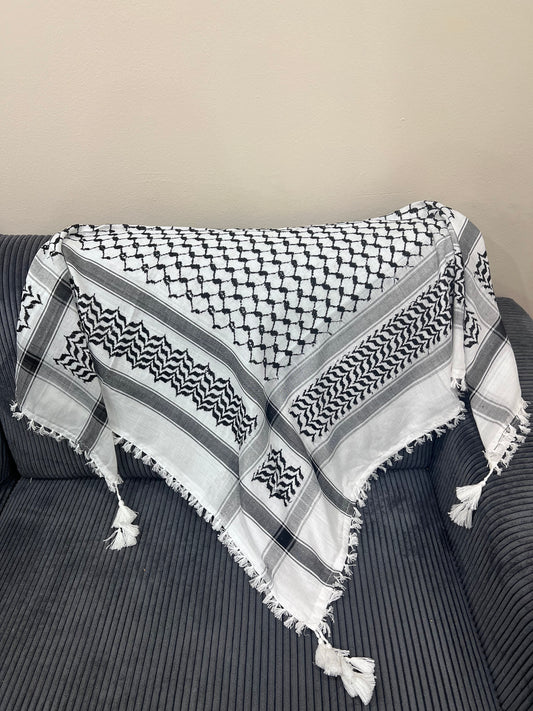 Authentic original kuffiyeh, black and white, with tassels, free shipping, Palestine, Arafat