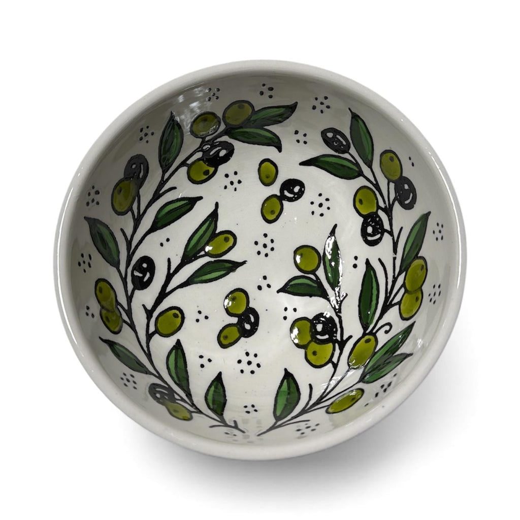 Handmade ceramic Olives design  bowl 6”made in Palestine