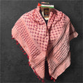 Palestine Made keffiyeh Authentic Scarf: hot pink on peach/pink with red Tessels