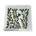 Handmade ceramic Olive branches  square serving plate (7.5”) made in Palestine