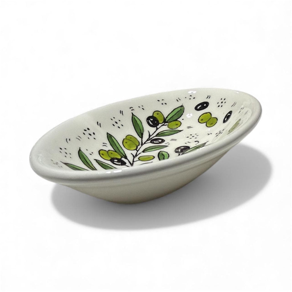 Handmade ceramic 6.5”and 4.5”wide olive branches soap dish made in hebron