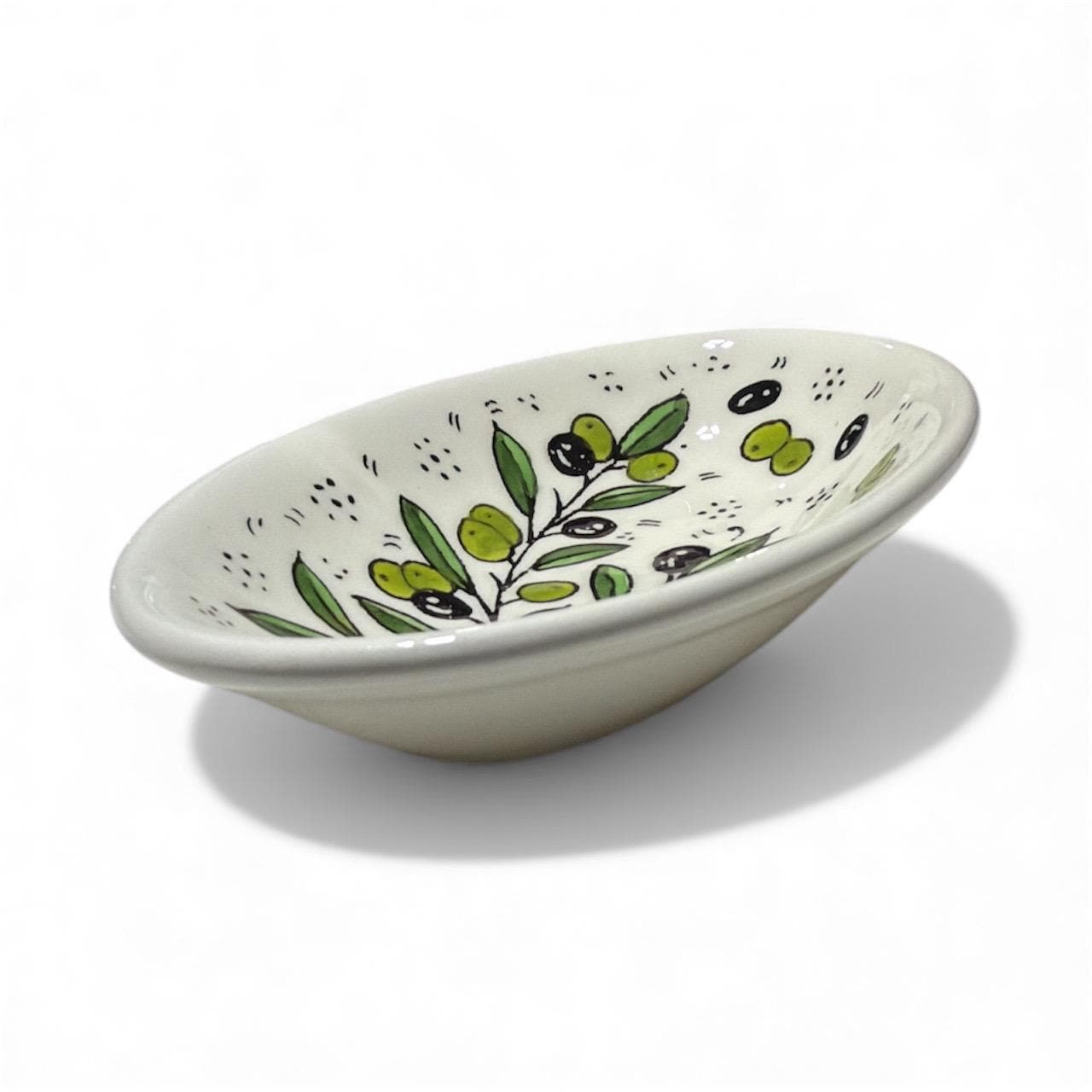 Handmade ceramic 6.5”and 4.5”wide olive branches soap dish made in hebron