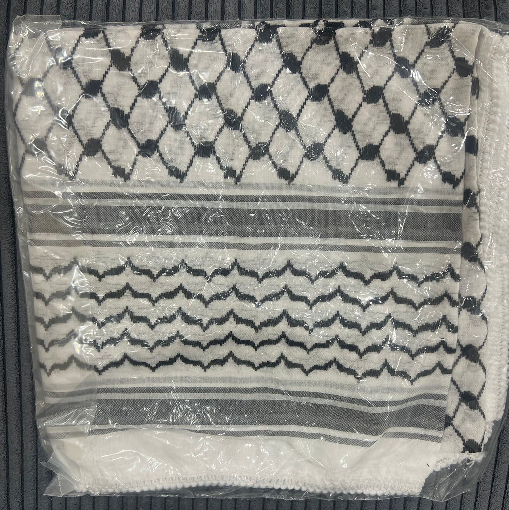 Woven Kufiya Scarf: Authentic Arafat Style, Made in Jordan (48”x48”)